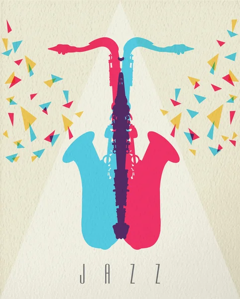 Jazz Musik Saxophon Band Farbkonzept Design — Stockvektor