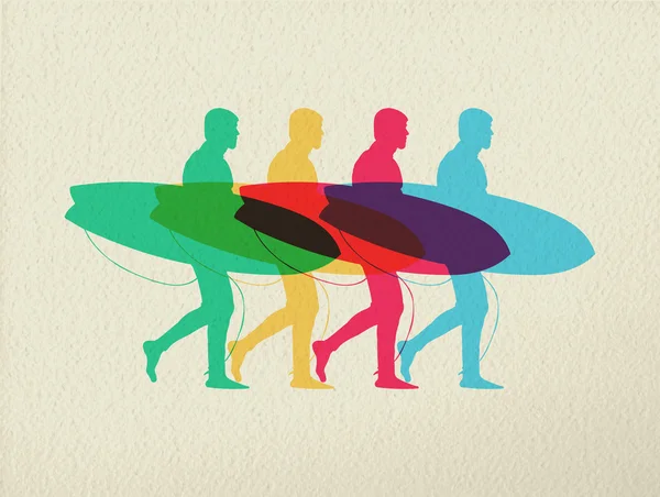 Vamos a ir a surfear diseño de concepto de color hora de verano — Archivo Imágenes Vectoriales