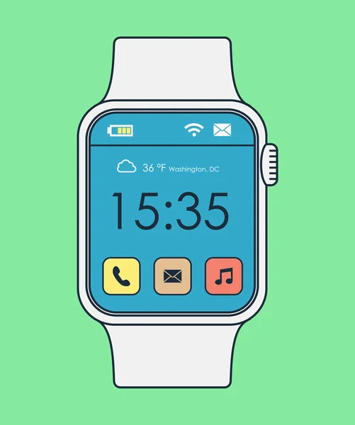 Design de arte de linha de relógio inteligente colorido com ícones — Vetor de Stock