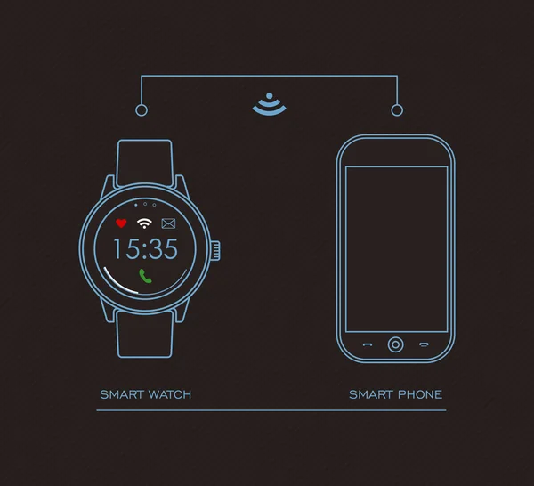 Conception de montre intelligente et de téléphone mobile — Image vectorielle