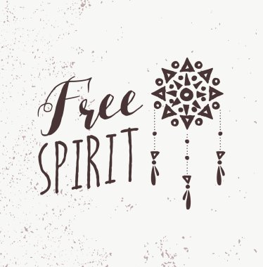 Siyah ve beyaz boho tasarım özgür bir ruh olmak