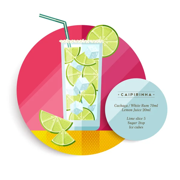 Caipirinha Cocktail Drink Rezept für Party — Stockvektor