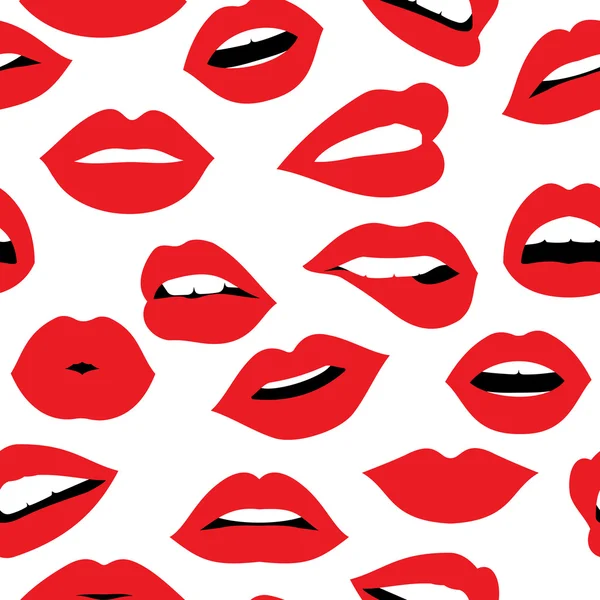 Mujer lápiz labial rojo beso diseño de patrón sin costuras — Archivo Imágenes Vectoriales