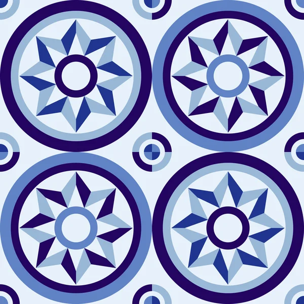 青いデザインのクラシックスタイルのモザイクタイルパターン — ストックベクタ