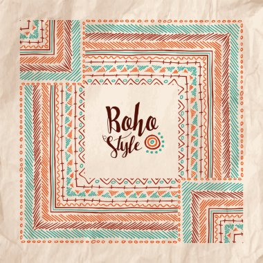 Boho moda stil poster vintage kağıt dokusu üzerinde