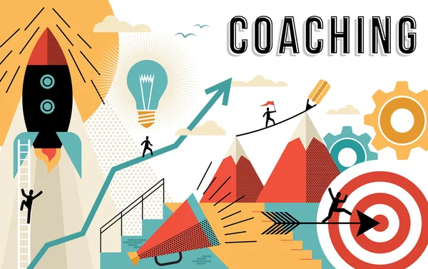 Coaching concepto línea arte colorido diseño moderno — Vector de stock