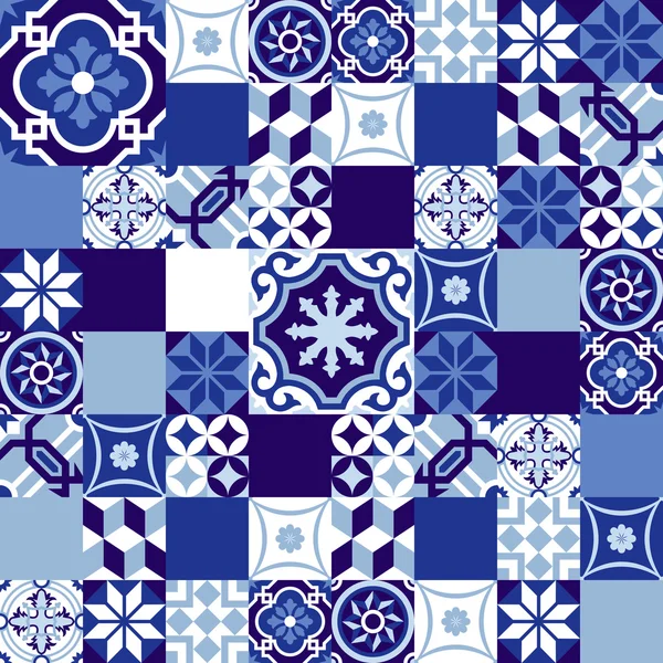 Mosaico de cerámica fondo azul estilo marroquí — Archivo Imágenes Vectoriales