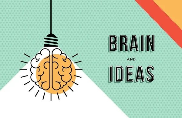 Brain and ideas concept in modern line art design — Stock Vector