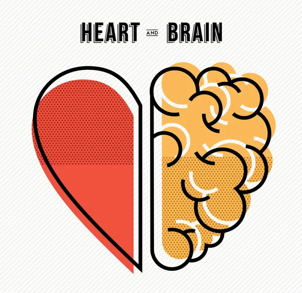 Hjärta och hjärna begreppet design i modern stil — Stock vektor