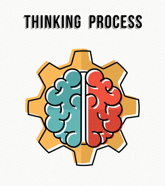 Processo de pensamento no projeto de conceito de local de trabalho —  Vetores de Stock