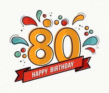 Renkli mutlu yıllar sayısı 80 düz çizgili Tema