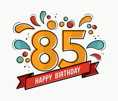 Renkli mutlu yıllar sayı 85 düz çizgili Tema