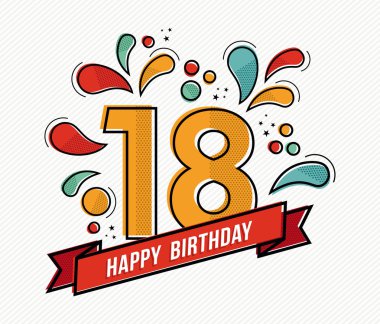 Renkli mutlu yıllar 18 numaralı düz çizgili Tema