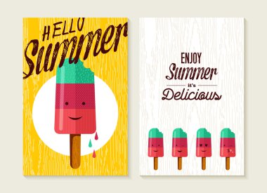 Mutlu yaz tatil renk tasarımı ile dondurma