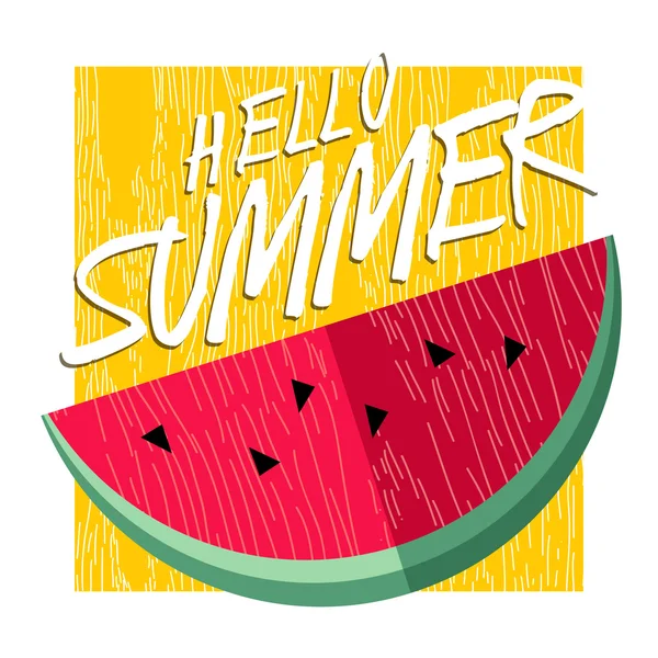 Hallo zomer gelukkig posterontwerp met watermeloen — Stockvector