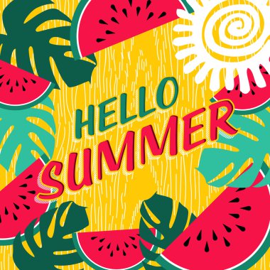 Yaz tatil poster meyve doğa sanat ile Merhaba