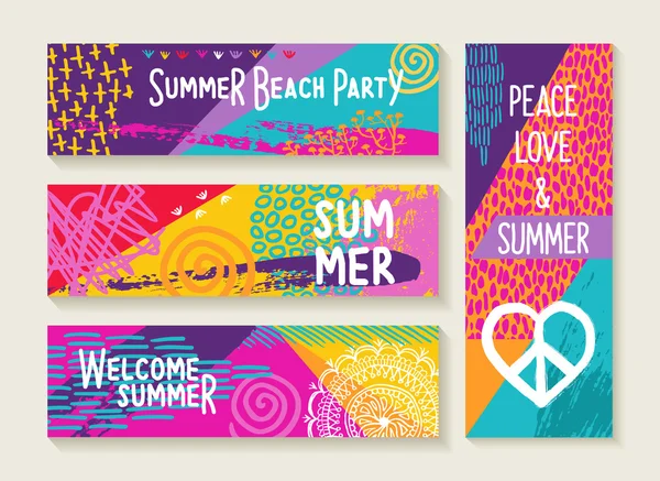 夏方设计设置在充满活力的颜色调色板 — 图库矢量图片