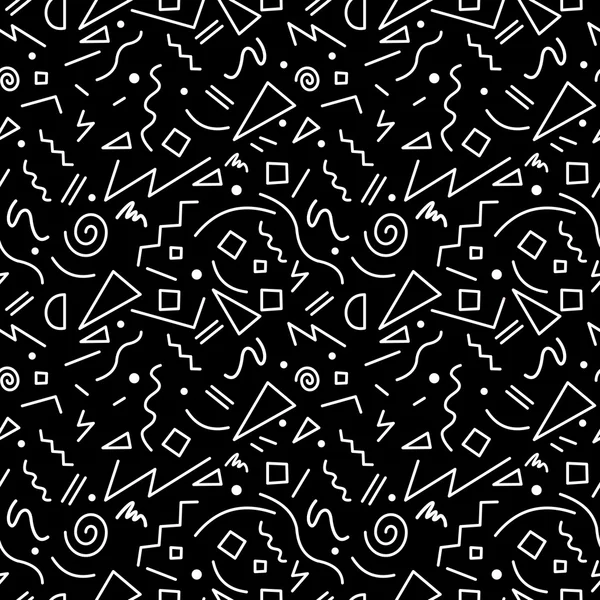 Seamless pattern in black and white 80s style — Stockvector