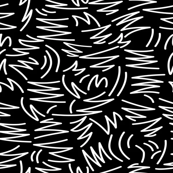 Retro line art seamless pattern in black and white — Stok Vektör