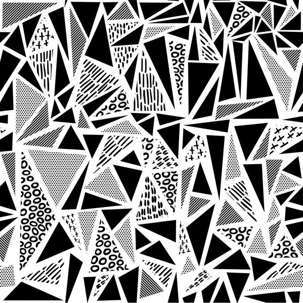 Vintage 80s seamless pattern in black and white — Stock Vector