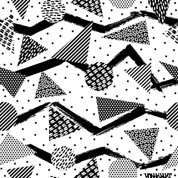 Retro geometry seamless pattern in black and white — Stock Vector