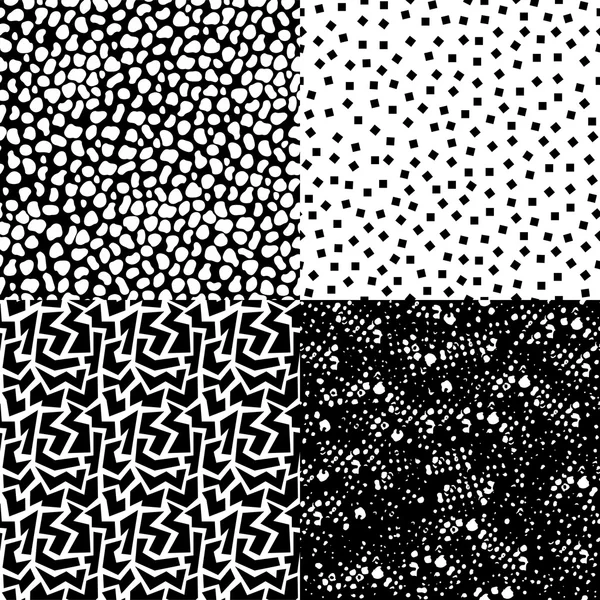 Set of retro seamless pattern in black and white — Stock Vector