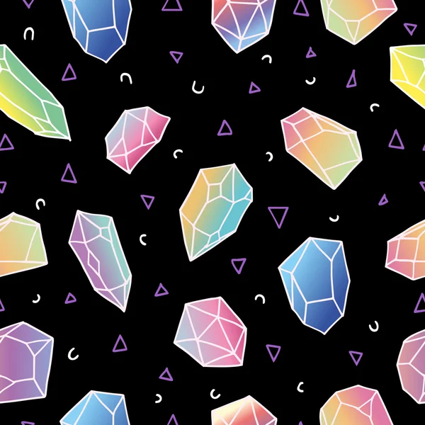 水晶无缝模式 80 年代彩色背景 — 图库矢量图片