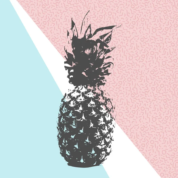 Retro letní ananasová design s 80s obrazců — Stockový vektor