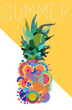 Renkli yaz ananas geometrik modern tasarım