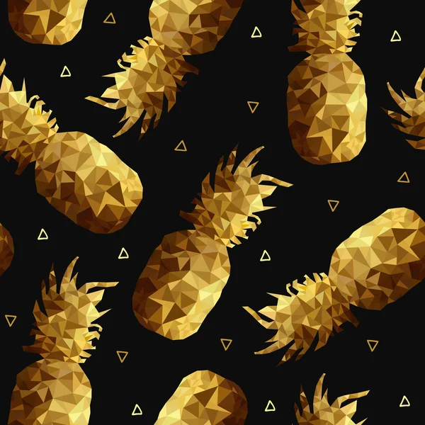 Tło złoto ananas w low poly na lato — Wektor stockowy