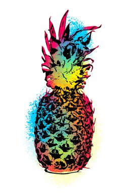 Renkli ananas meyve sanat tasarım yaz için