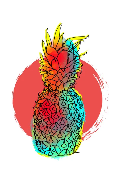 Színes ananász illusztráció művészet-nyár — Stock Vector