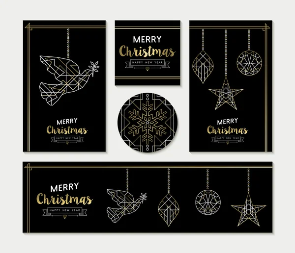 Gold Christmas greeting card template set — Stock Vector