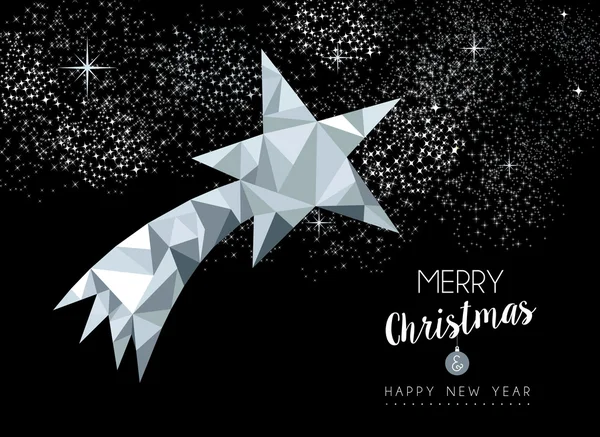 Feliz tarjeta de felicitación de Navidad con estrella de plata — Archivo Imágenes Vectoriales