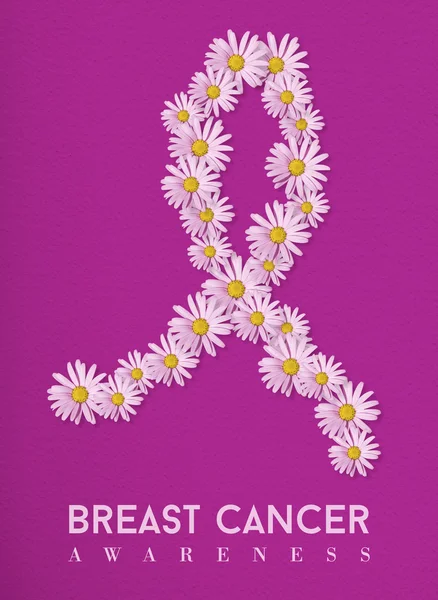 Borst kanker bewustzijn roze bloemen lint teken — Stockfoto