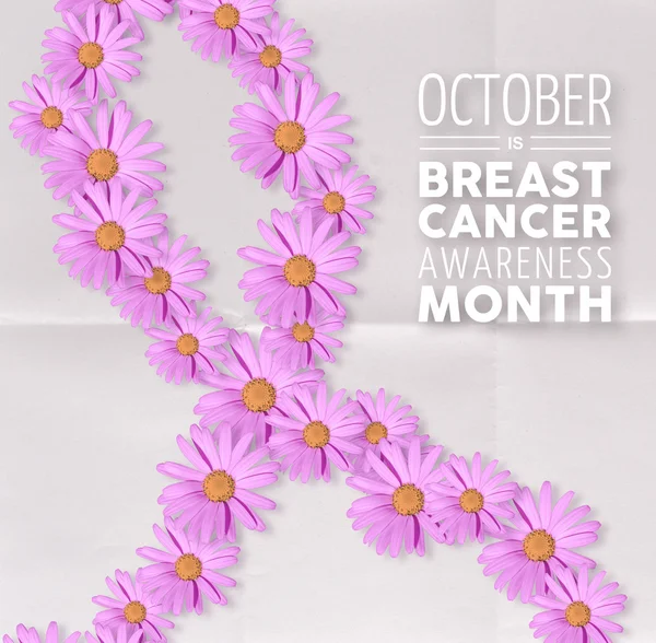 Breast cancer awareness pink flower ribbon art — Stock Photo, Image