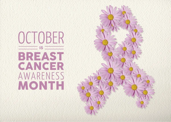 Cancro al seno consapevolezza mese floreale nastro rosa — Foto Stock