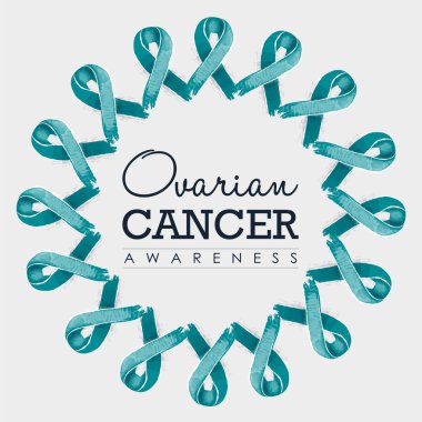 Ovarian cancer awareness ribbon design with text clipart
