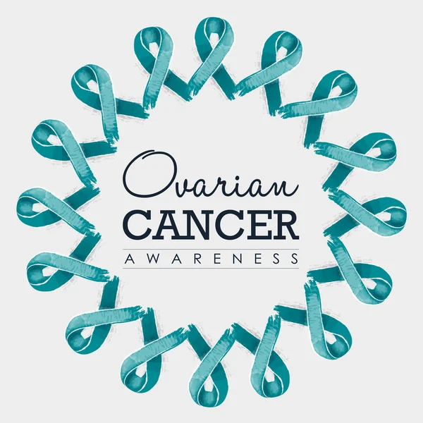 Eierstockkrebs Awareness Ribbon Design mit Text — Stockvektor