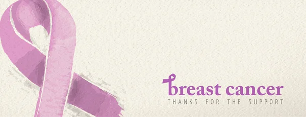 Banner de cáncer de mama con texto de apoyo y cinta — Vector de stock