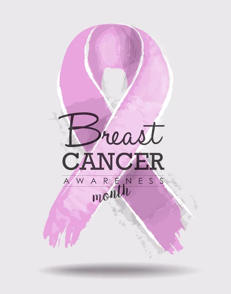 Nastro di sensibilizzazione al cancro al seno arte con tipografia — Vettoriale Stock