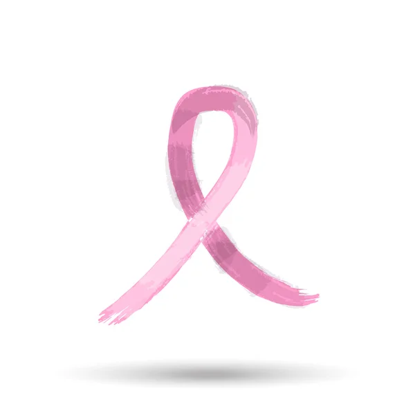 Pink breast cancer ribbon in hand drawn style — Stock Vector