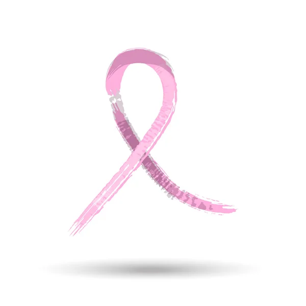 Pink ribbon in hand drawn style for breast cancer — Stock Vector