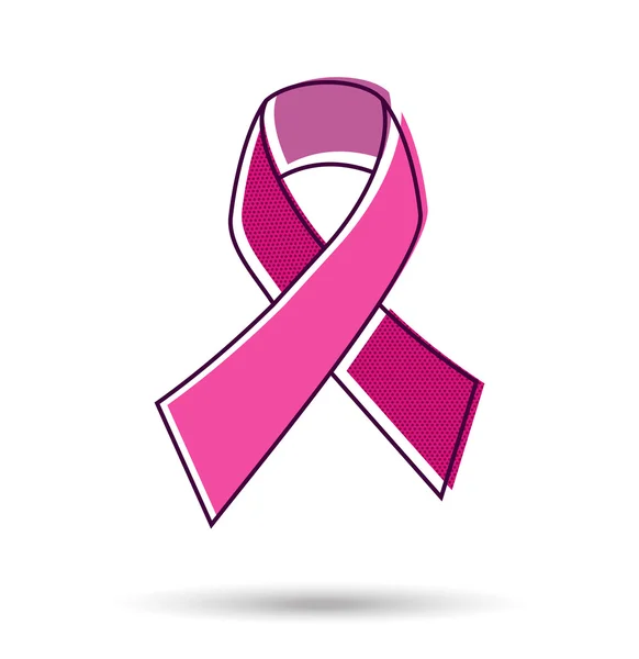 Pink ribbon in line art style for breast cancer — Stock Vector