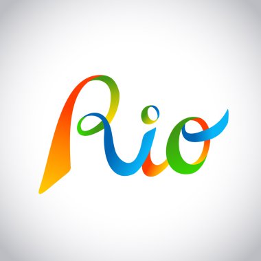 Spor oyunları için Rio Brezilya renkli metin tasarım