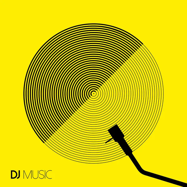 DJ música design geometria círculo vinil em linha arte — Vetor de Stock