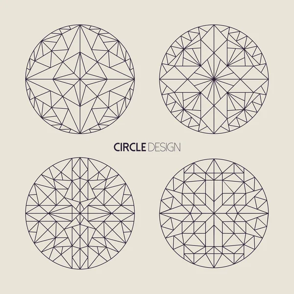 Cirkel Symbolenset in lijn kunststijl geometrie — Stockvector