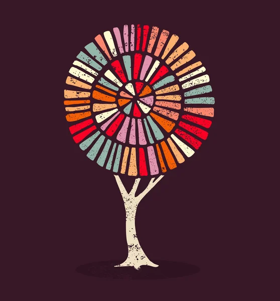 Illustrazione colorata dell'albero concettuale in stile etnico — Vettoriale Stock