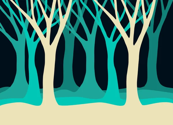 树的轮廓景观的蓝色颜色 — 图库矢量图片