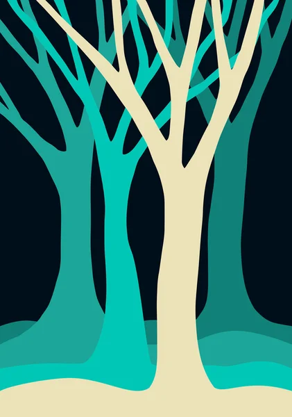 Silhouettes d'arbres bleus illustration de la forêt — Image vectorielle